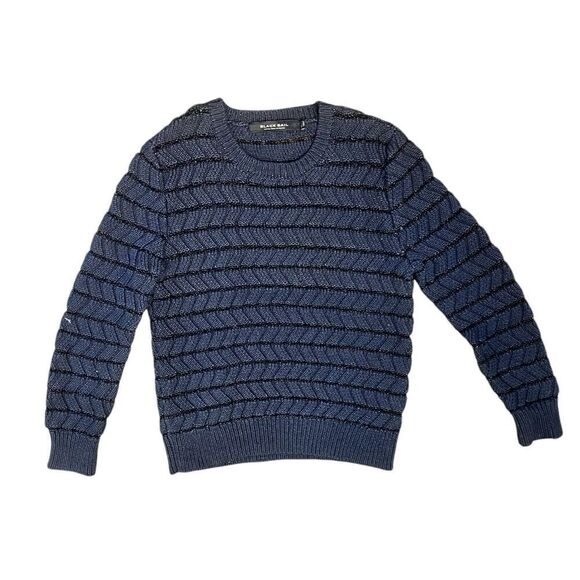 Black Sail Inspired Fisherman Core Rare Navy Blue Cable Knit Sail Line Sweater - Picture 1 of 4